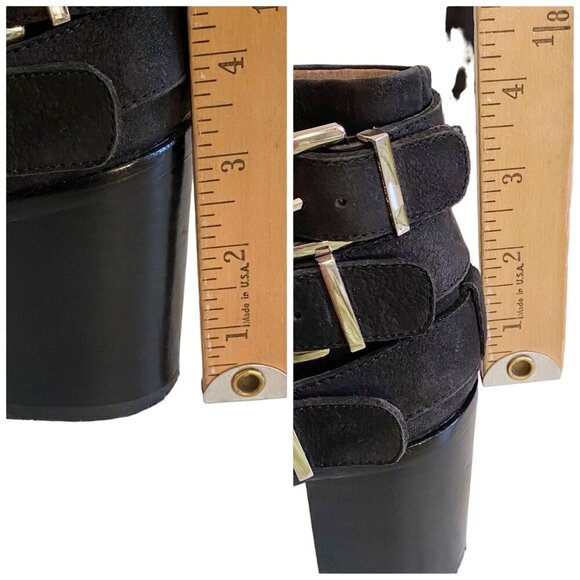 Jeffrey Campbell 3 buckle Rayburn Black Nubuck Ankle Boot Size 7.5 - Picture 14 of 15